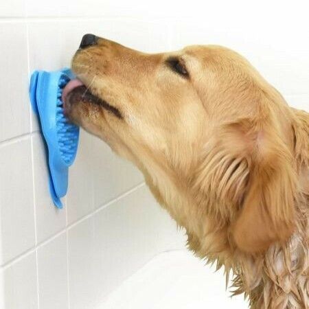 Slow Treater Treat-Dispensing Lick Mat for Dogs and Cats-Suctions to The Wall or Floor for Anxiety-Free Pet Bathing, Grooming or Training