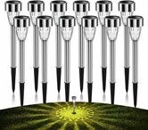 12Pack Solar Lights Outdoor Decorative, 8H Waterproof Auto Solar Garden Lights, Anti-Deform Stainless Steel Pathway Light Solar Powered, for Garden, Walkway