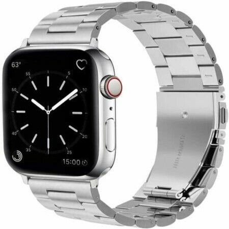 Compatible for Apple Watch Band, Metal Replacement Strap Compatible Apple Watch Series 6/5/4/3/2/1 Smartwatch,apple watch SE ( L SIZE 42mm/44mm ) Silver