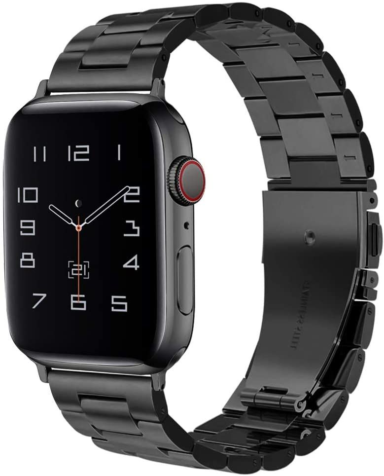 Compatible for Apple Watch Band, Metal Replacement Strap Compatible Apple  Watch Series 6/5/4/3/2/1 Smartwatch,apple watch SE ( L SIZE 42mm/44mm )  Black | Crazy Sales