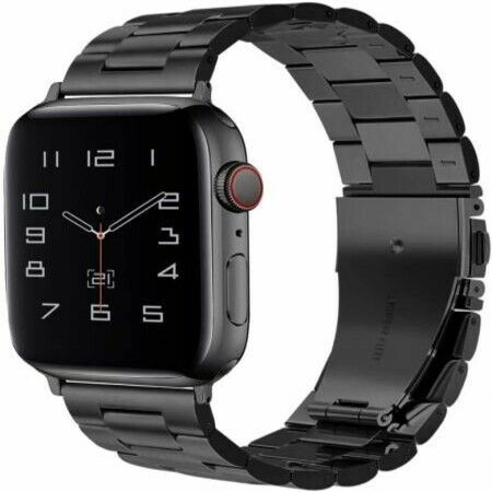 Compatible for Apple Watch Band, Metal Replacement Strap Compatible Apple Watch Series 6/5/4/3/2/1 Smartwatch,apple watch SE ( L SIZE 42mm/44mm ) Black