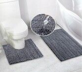 Bathroom Rugs Bath Mat Set for Bathroom 2 Piece (Lights Grey) Ultra Soft Non Slip Bath Rug and Absorbent Chenille Bath Mat