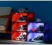 2Pack Voice Control LED Sneaker Storage Boxes Drop Side Shoe Boxes Clear Plastic Stackable Col Red 36x29x22cm