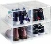 4pcs Storage Shoe Box, Foldable Clear Sneaker Display Box, Stackable Plastic Storage Bins 36X33X21CM