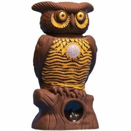 Owl Alarm Flashing Sound Critter Repellent Realistic Bird Scarer Sound Owl Prowler Decoy Protection Scarecrow Garden Yard