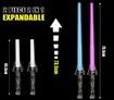 Light Up Saber 2-in-1 (7 Colors) LED Dual Laser Swords, FX Sound (Motion Sensitive) and Telescopic Handle Light Swords for Galaxy War Fighter Warriors, Halloween Dress Up Parties Xmas Present, 1 Pack