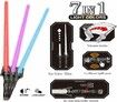 Light Up Saber 2-in-1 (7 Colors) LED Dual Laser Swords, FX Sound (Motion Sensitive) and Telescopic Handle Light Swords for Galaxy War Fighter Warriors, Halloween Dress Up Parties Xmas Present, 1 Pack