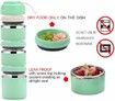 Stackable Bento Lunch Box for Hot Food, Stainless Steel, Leak Proof, with Insulated Lunch Bag for Adults and Office (Green, 3 Layers)