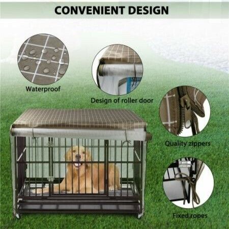Dog Crate Cover, Pet Kennel Cover Provided for Wire Crates, Cage, Heavy Duty Waterproof Windproof Pet Kennel Cover Indoor Outdoor Protection