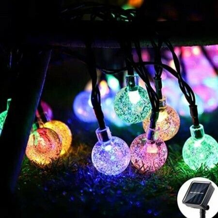 50LED 7M Crystal Ball Waterproof Solar String Lights Outdoor Multi Color