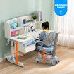 Blue Ergonomic Children Kids Study Desk and Chair Set Height Adjustable Storage Shelf Drawer 