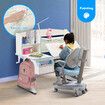 Blue Ergonomic Children Kids Study Desk and Chair Set Height Adjustable Storage Shelf Drawer 