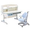 Blue Ergonomic Children Kids Study Desk and Chair Set Height Adjustable Storage Shelf Drawer 