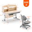 Ergonomic Children Kids Study Desk and Chair Set Grey Height Adjustable Storage Shelf Drawer 