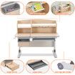 Ergonomic Children Kids Study Desk and Chair Set Grey Height Adjustable Storage Shelf Drawer 