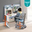 Children Kids Study Desk and Chair Set Height Adjustable Bookshelves Drawers Magnetic Backboard Blue