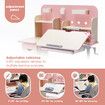 Children Kids Study Desk and Chair Set Height Adjustable Bookshelves Drawers Magnetic Backboard Pink