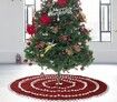 Christmas Tree Skirt 120cm Red Linen Xmas Tree Skirts with Pom Pom for Christmas Decorations