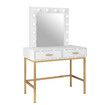 Large Vanity Dressing Table Dresser Makeup Table with 12 LED Lights Mirror and 2 Drawers, White