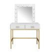 Large Vanity Dressing Table Dresser Makeup Table with 12 LED Lights Mirror and 2 Drawers, White