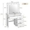 White Dressing Table Dresser Vanity Makeup Table with 12 LED Lighted Mirror and Four Drawers