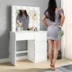 White Dressing Table Dresser Vanity Makeup Table with 12 LED Lighted Mirror and Four Drawers