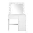 White Dressing Table Dresser Vanity Makeup Table with 12 LED Lighted Mirror and Four Drawers