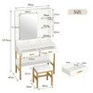 Large Dressing Table and Stool Set Vanity Makeup Dresser Table Set with 9 LED Lighted Mirror