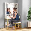 Large Dressing Table and Stool Set Vanity Makeup Dresser Table Set with 9 LED Lighted Mirror