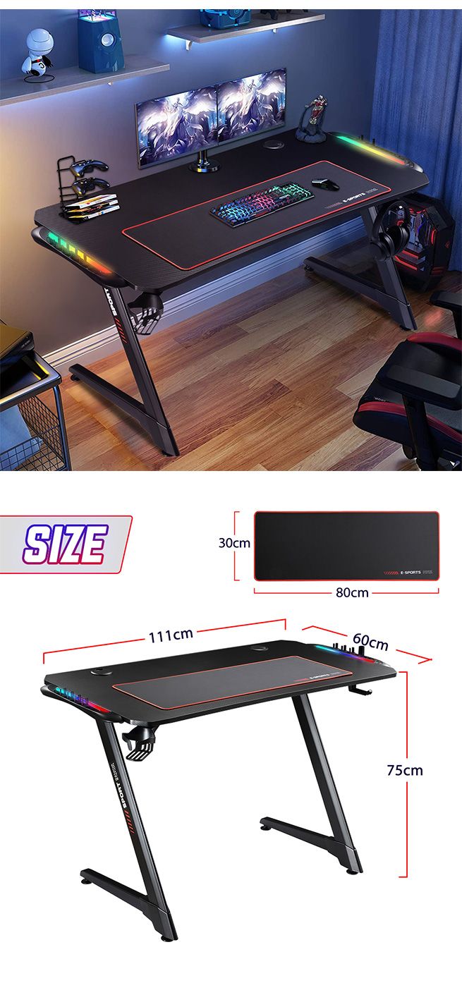 Large Z Shaped Gaming Desk Computer Home Office Writing Desk Racer ...