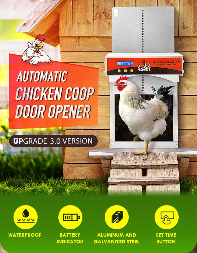 Automatic Chicken Door Auto Opener Coop House Kit Cage Closer