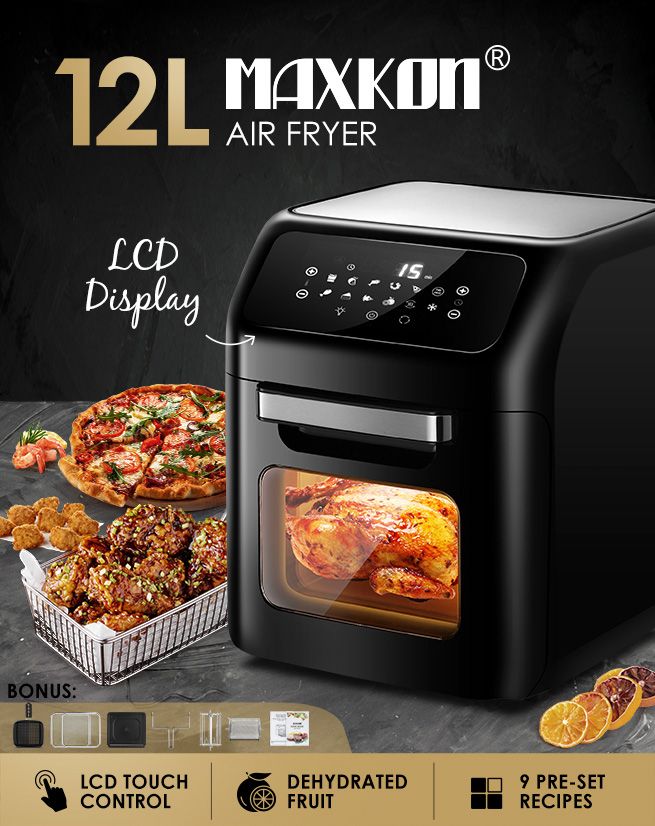 Maxkon Air Fryer Oven 12L 1800W Electric Kitchen Appliances Tilt LED ...