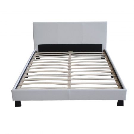 Monica White PU Leather Queen Bed