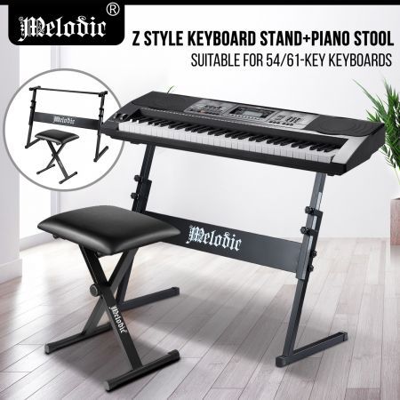 Melodic Keyboard Stand Stool Set Folding Piano Seat Adjustable Chair