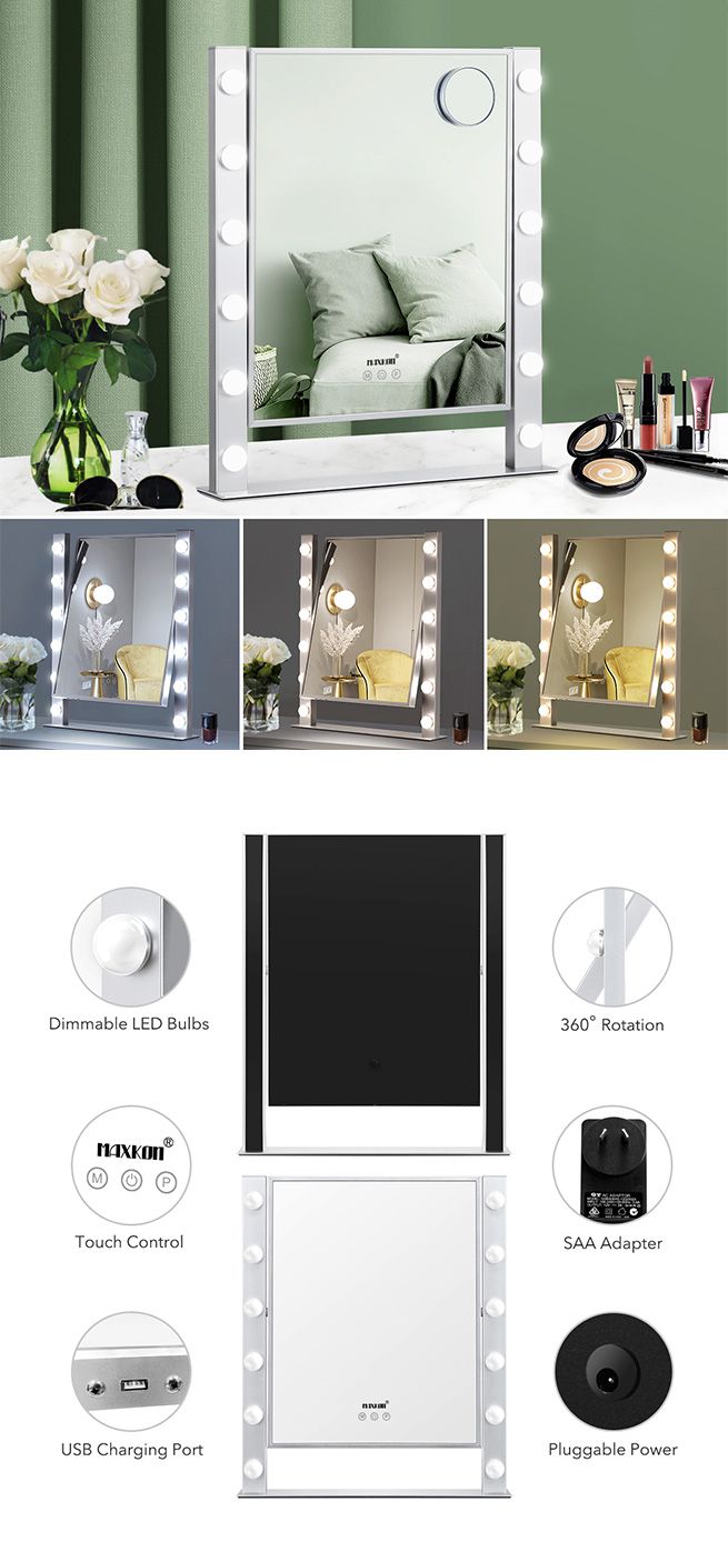 Maxkon Hollywood Makeup Mirror Lighted Vanity Mirror with 10 Dimmable