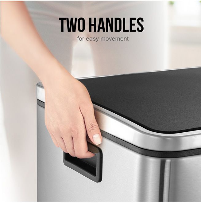 Maxkon 54L Pedal Recycling Bin Kitchen Rubbish Bin Waste Garbage Trash Bin Can with Three Compartments Silver