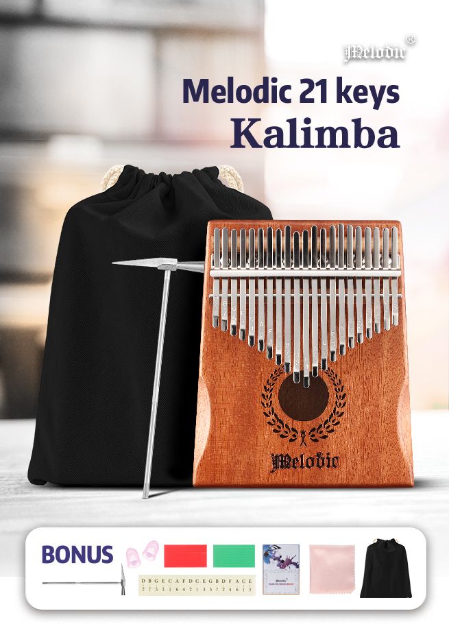 Portable Mbira Finger Piano Blue Easy to Learn Musical Instrument Gifts for Kids Adult Beginners Professional Kalimba 21 Keys Thumb Piano with Mahogany Wood 