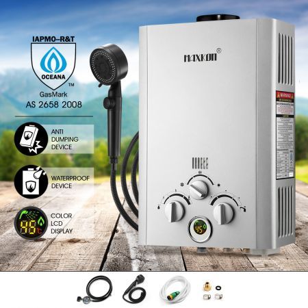 portable outdoor camping 520L/Hr gas hot shower water heater system-Overheat protect