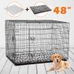 48" 2 doors 2 dividers XL collapsible Dog Crate Cage with pet bed