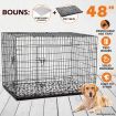 48&quot; 2 doors 2 dividers XL collapsible Dog Crate Cage with pet bed