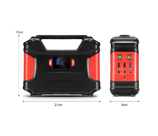 portable solar/electric 66900mAh power station with USB/DC/AC ports