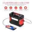 portable solar/electric 66900mAh power station with USB/DC/AC ports & led light