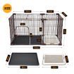 XL collapsible pet dog wire metal crate kennel 2 compartment cage anti-corrosion