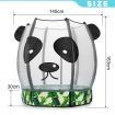 55" sturdy panda shape round kids trampoline rebounder w/ enclosure safty