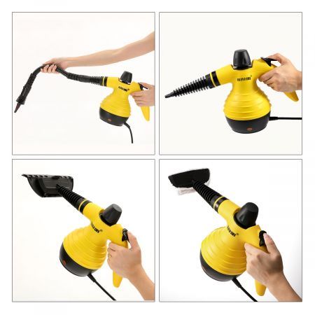 hand held steam cleaner mop w/ various nozzels deep clean chemical free
