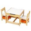 3 PCS kids table and chair set for children activity-big storage box under chair 2 sided tabletop