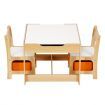 3 PCS kids table and chair set for children activity-big storage box under chair 2 sided tabletop