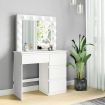 White Dressing Table Dresser Vanity Makeup Table with 12 LED Lighted Mirror and Four Drawers