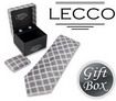 LECCO Silk Tie, Cufflink and Handkerchief Gift Box Set - TS22 - Black Striped