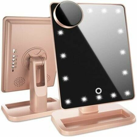 Lighted Makeup Mirror, Vanity Mirror with Bluetooth (Rose Gold)